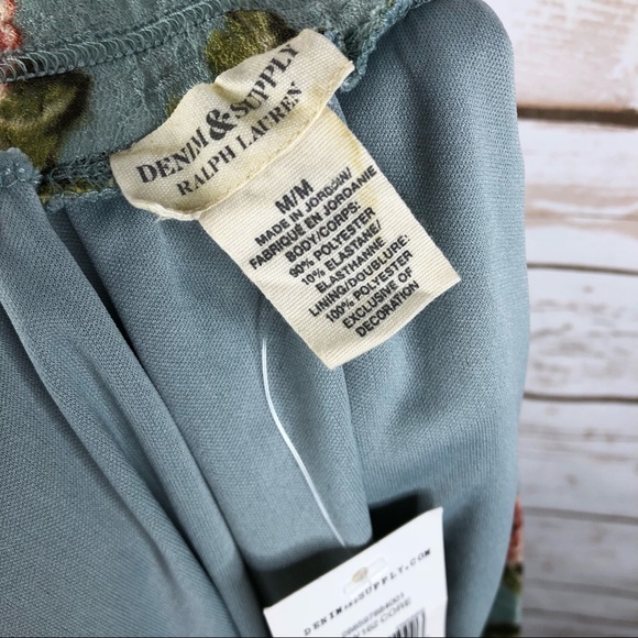 Denim & Supply aqua floral lace stretch mini skirt - Picture 6 of 7